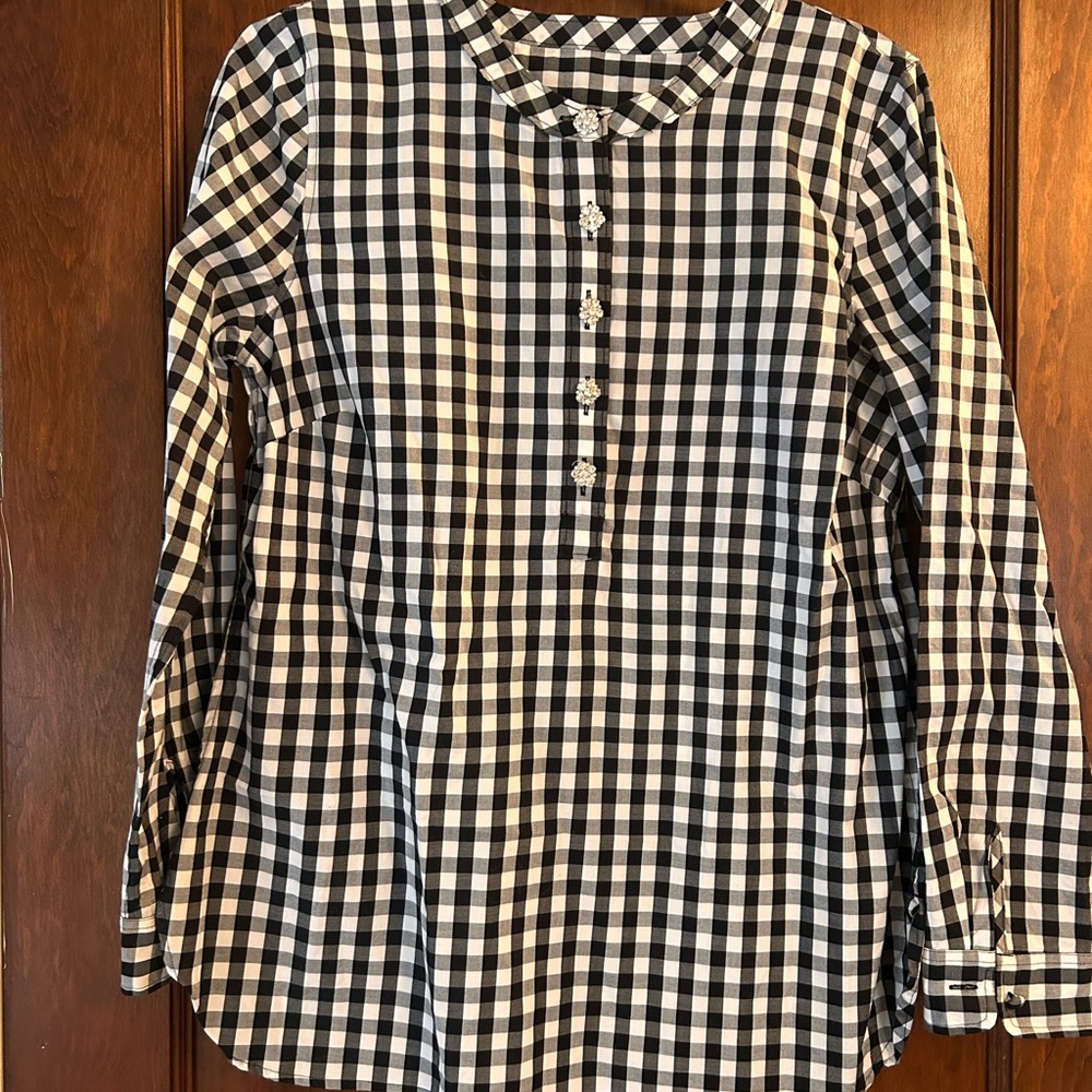 Talbots Black & White Gingham Button-Up Shirt